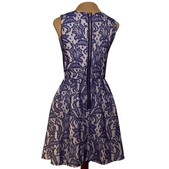 Three Hearts Blue Lace Detail Fit and Flare Dress - Picture 5 of 6